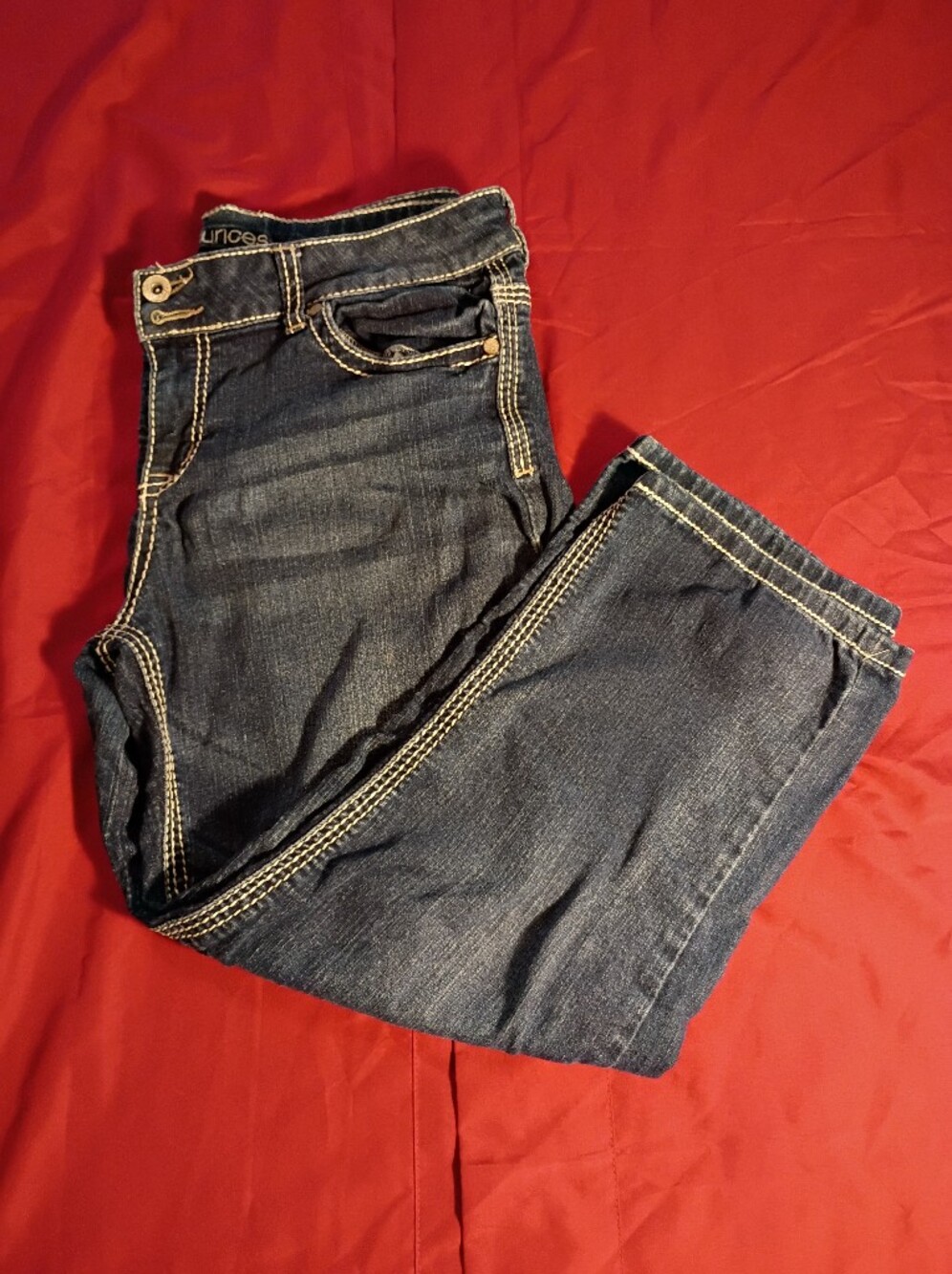 Dark Blue Women's Jeans - Classic Contrast Stitching
